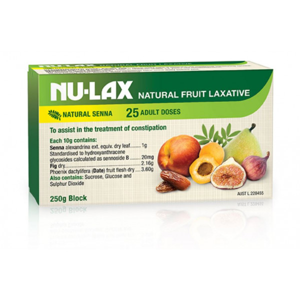 Buy NuLax Natural Fruit Laxative Block 250g 25 Adult Doses Online