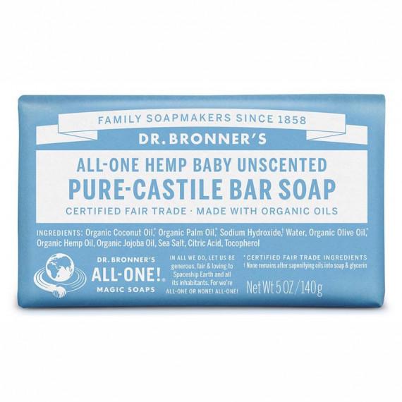 Dr. Bronners Pure Castile Baby Bar Soap Unscented 140g