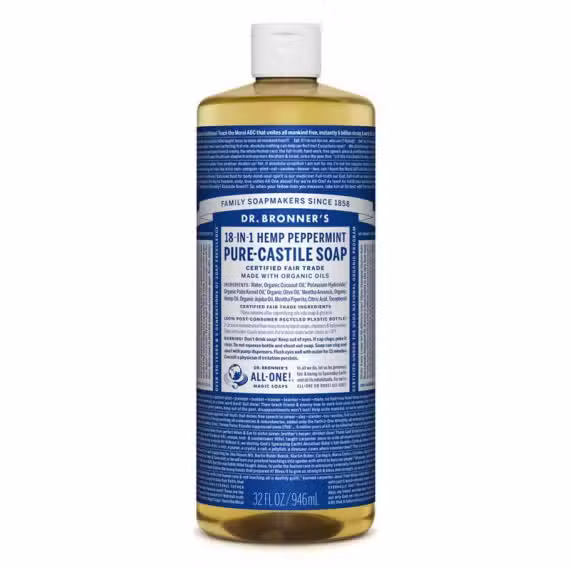 Dr. Bronners Pure Castile Liquid Soap Peppermint 946ml