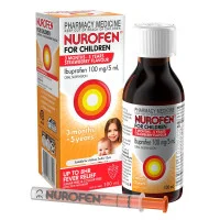 Nurofen For Children 3 Months To 5 Years Pain and Fever Relief 100mg/5mL Ibuprofen Strawberry 100ml
