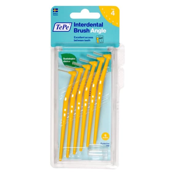 TePe Interdental Brush Yellow 0.7mm Size 4 6 Pack for precise cleaning at Chempro Online