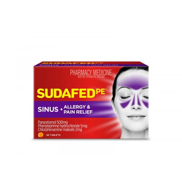 Buy Sudafed PE Sinus Allergy & Pain Relief 48 Tablets Online Chempro