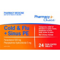 Pharmacy Choice Cold & Flu + Sinus PE 24 Tablets