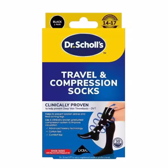 Buy Dr. Scholls Travel and Compression Socks Black Medium Online Chempro AU