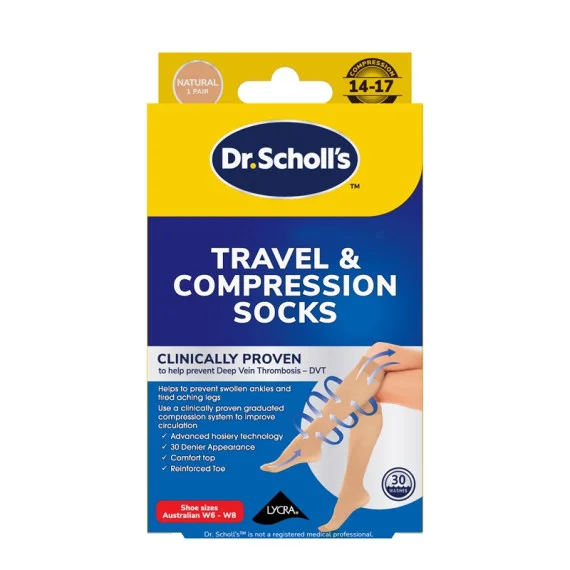 Buy Dr. Scholls Travel And Compression Socks Natural Medium Online Chempro AU
