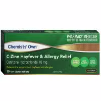 Chemists Own CZine Hayfever and Allergy Relief 10mg 10 Tablets
