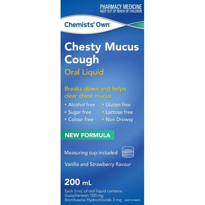 Buy Chemists Own Chesty Mucus Cough Liquid 200ml Online Chempro Chemists