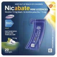 Nicabate Mini Lozenge Quit Smoking Nicotine 1.5mg Regular Strength Mint 20 Pack