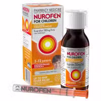 Nurofen Children 5 To 12 Years Pain and Fever Relief Concentrated Liquid 200mg/5mL Ibuprofen Orange 100ml