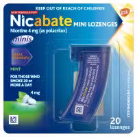 Nicabate Mini Lozenge Stop Smoking Nicotine 4mg Extra Strength Mint 20 Pack