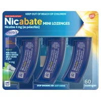 Nicabate Mini Lozenge Stop Smoking Nicotine 4mg Extra Strength Mint 60 Pack