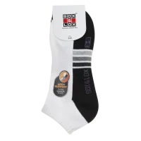 Sox & Lox Ladies Sports Cushioned Anklet (Arch Support) Socks White/Black (Size 3 - 9)