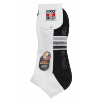 Sox & Lox Ladies Sports Cushioned Anklet (Arch Support) Socks White/Black (Size 3 - 9)