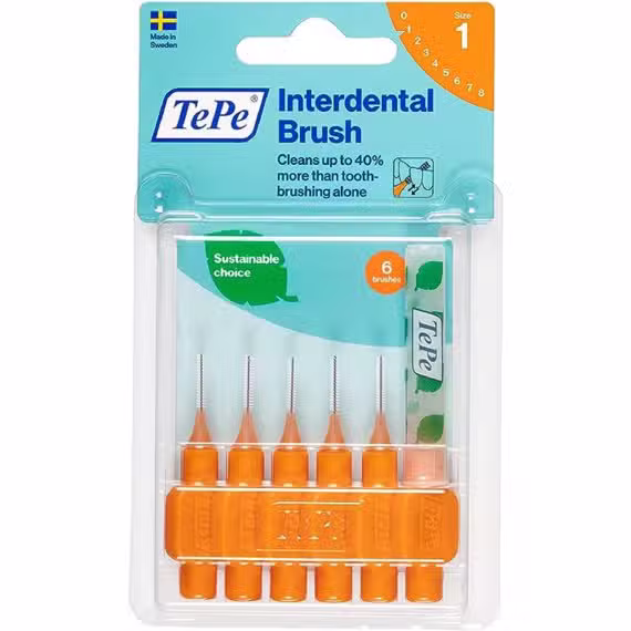 TePe Interdental Brush Orange 0.45mm Size 1 Pack of 6 for precise cleaning at Chempro Online