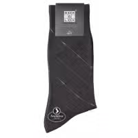 Sox & Lox Mens Business Socks (Seamless Toe) Socks Black/Diagonal Lines (Size 6 - 11)