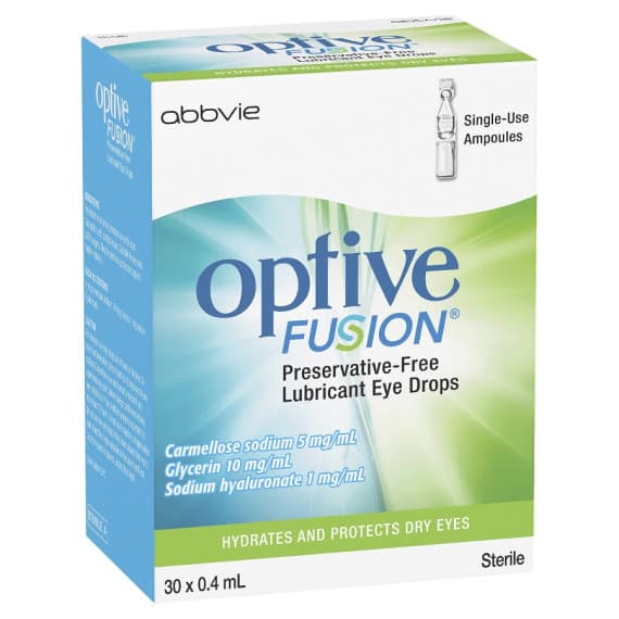 Optive Fusion Lubricant Eye Drops 30 x 0.4ml for dry eyes | Chempro Online