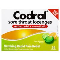 Codral Sore Throat Lozenges Lime And Lemon 36 Lozenges