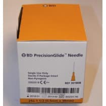 BD PrecisionGlide Needle 25g 1.5 x 38mm (301808) (Single or BX100)