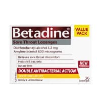 Betadine Sore Throat Lozenges Honey And Lemon 36 Pack