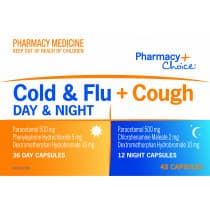 Pharmacy Choice Cold & Flu + Cough Day & Night 48 Capsules